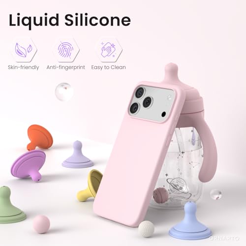 ORNARTO Compatible with iPhone 17 Pro Max Case 6.9", Slim Liquid Silicone 3 Layers Soft Gel Rubber Shockproof Protective Cover with Anti-Scratch Microfiber Lining-Chalk Pink by ORNARTO - Used condition - Image 3