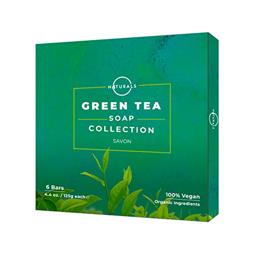 O Naturals 6-Piece Green Tea Herbal Essential Oils Natural Bar Soap Collection Moisturizing Face & Body Cleanser Gift Set Vegan Ingredients Shea Butter Enriched. Men & Women 4Oz #TOP1