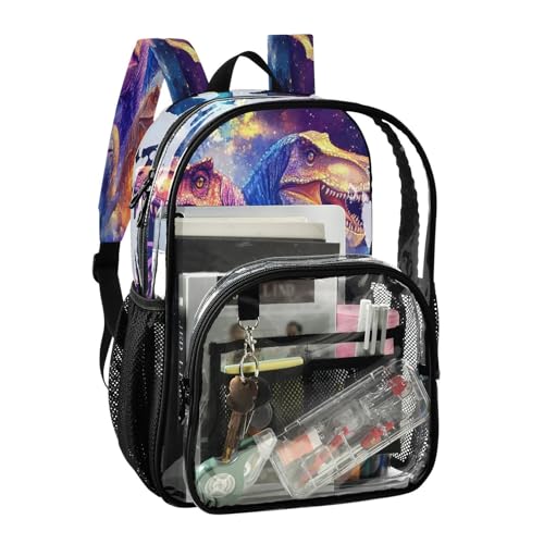 PVC Colorful Dinosaur Cloud Boys Girls School See Through Bag Clear Transparent Waterproof Backpack2