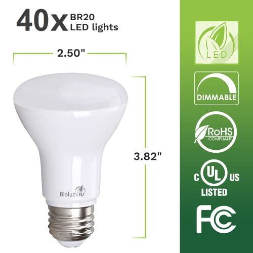 Bioluz Led Br20 Led Bulb 2700K Bright Warm White 6W=50 Watt Replacement 90 Cri 540 Lumen Indoor/Outdoor Ul Listed Cec Title 20 Compliant (Pack Of 40) #TOP1