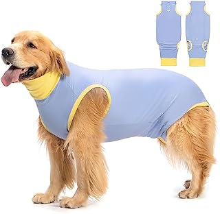 Avont Dog Surgery Recovery Suit, Post-Spay/Neuter Onesie for Female/Male Puppies, Breathable Bodysuit Surgical Shirt E-Collar & Cone Alternative, Anti-Licking Protection for Wounds -Blue (3XS)