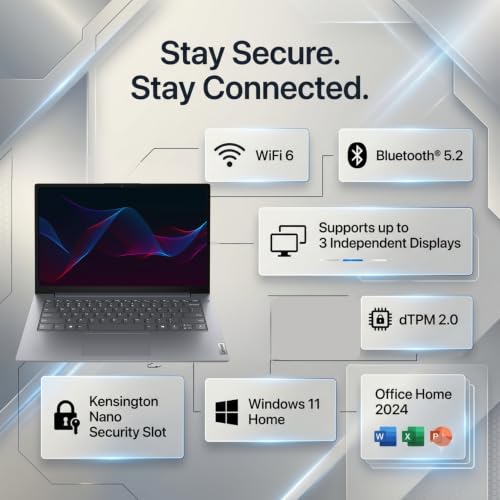 Image of Lenovo V14, Intel Core i3-1315U, 8GB RAM, 512GB SSD, FHD 14 inch (35.56cm), Windows 11 Home, Office 2024, Luna Grey, 1.37Kg, 83HDA05HIG, 250 Nits, 1Y Onsite Warranty, Laptop
