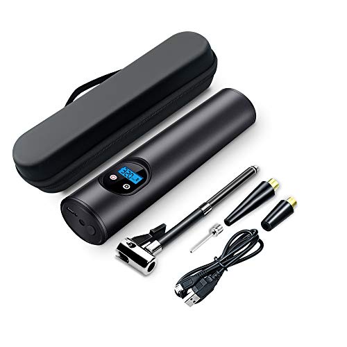 Kingshark Mini gonfleur de Pneu Rechargeable avec Lampes à LED, compresseur d'air Portatif à écran LCD numérique, gonfleur de Pneu pour compresseur d'air sans Fil pour Voiture, Moto et vélo. (Black) Cover
