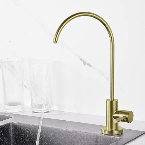 Robinet d'évier cuisine au col de cygne or mitigeur filtre eau double sortie