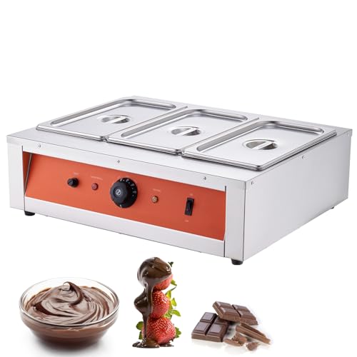 Happybuy Chocolate Tempering Machine. 26.5 Lbs, 3 Tanks. Chocolate Melter. Temp Control. 1500W, Stainless Steel. Electric. Heats Chocolate/Milk/Cream.