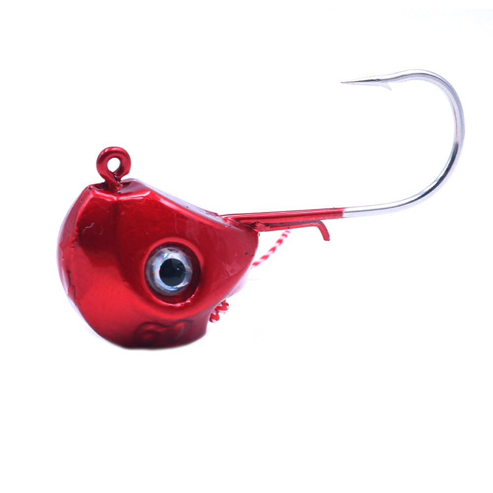 2 uds 60g señuelos de Pesca de Metal Plantillas de Pelo de Agua Salada señuelos de Pesca de Cabeza para lubina Rayada Walleye Snook Rockfish
