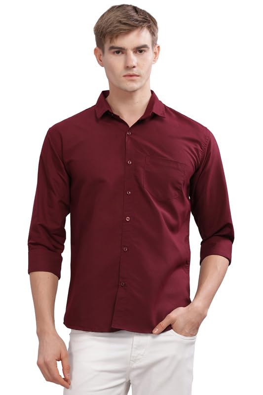 Image of Men's Cotton Blend Slim Fit Shirt | Full Sleeve Casual wear for Men | Comfortable Office Wear Shirt for All Seasons