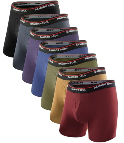 Image of BAMBOO COOL Men's Underwear Boxer Briefs Fly with Built-in 3D Pouch Comfortable Cool Underwear for Men 4 Pack