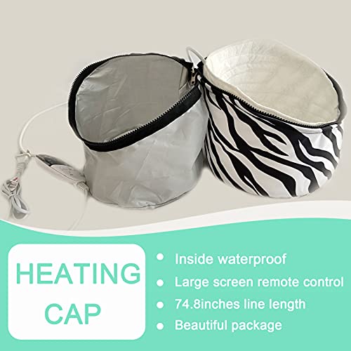 Steam Hair Care Cap for Deep Conditioning, Hair SPA Cap, Adjustable Size Hair Heat Treatment Hat With Large Screen Display Temperature & Time, Max Temperature 80℃ Electric Hair Cap (Zebra)