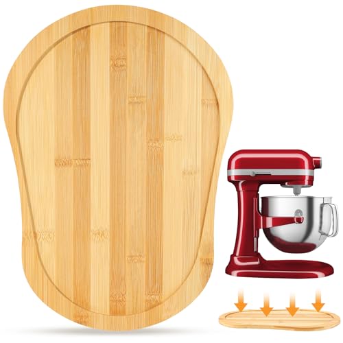 Image of Bamboo Mixer Slider Mat for KitchenAid 5-8 Qt Tilt Head Stand Mixer, Appliance Sliding Mat for Kitchenaid 5-8 Qt Stand Mixer, Kitchen Countertop Storage Accessories Mixer Moving Tray