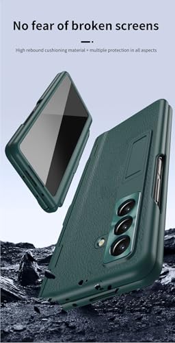 Étui Samsung Galaxy Z Fold 7 en cuir premium vert avec vitre de protection