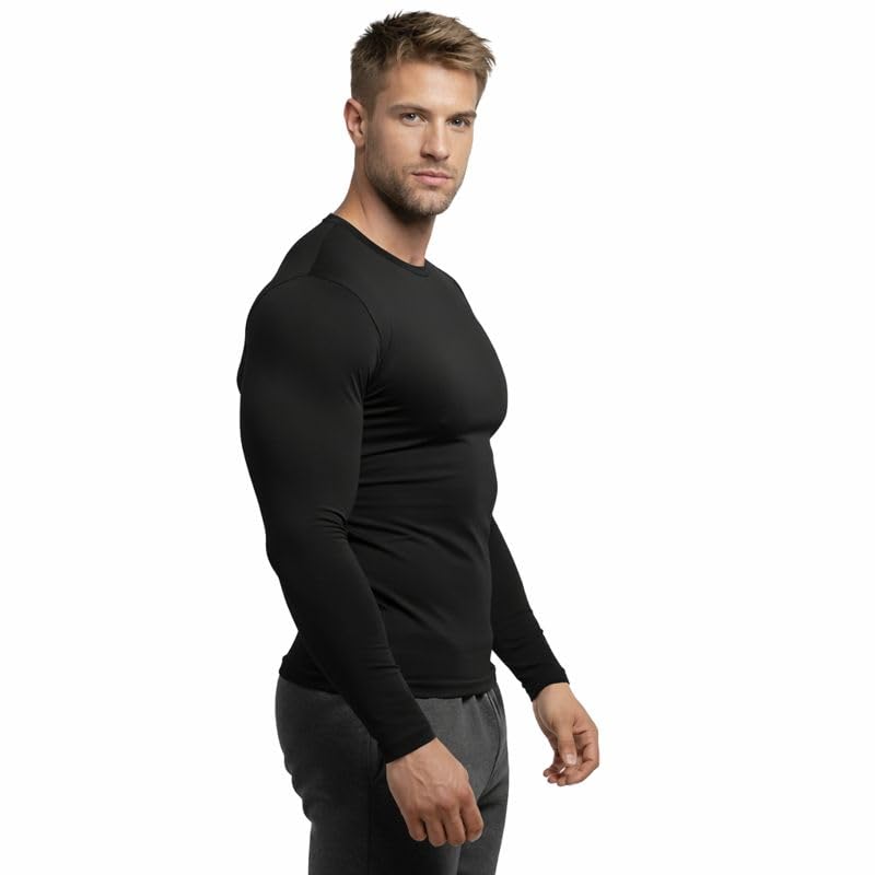 Image of NEVER QUIT Men's Compression Shirt Pack of 1 or 2 - Long Sleeve Quick Dry Base Layer T-Shirt for Gym, Running & Sports Workout