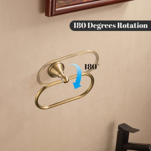 WOLIBEER Brass Toilet Paper Holder,AntiqueTowel Ring Oval Bathroom Tissue Roll Holder Hanger Bath Accessories Hardware Wall Mounted 2 Pieces by WOLIBEER - Used condition - Image 2