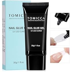 TOMICCA 4 in 1 Nail Glue for Press Ons 30g Gel Nail Glue Strong for Acrylic Nails Lamp Curing Needed UV