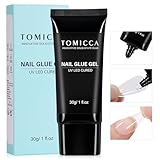 TOMICCA 4 in 1 Nail Glue for Press Ons 30g Gel Nail Glue Strong for Acrylic Nails Lamp Curing Needed UV