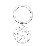 World Map Necklace Mother Earth Necklace Long Distance Travel Gift (world map keychain)