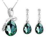 JOATVEE Collar con colgante en forma de lágrima con cristal y gargantilla pendientes con cristales austriacos