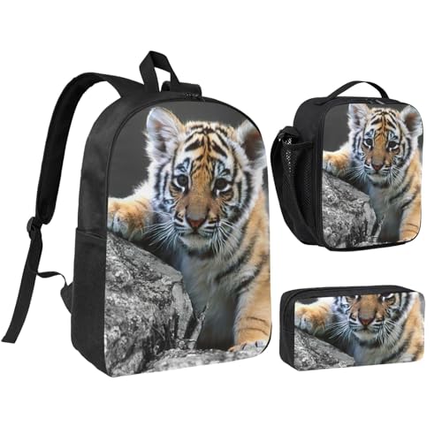 Sac à dos d'écolier tigre avec boîte à déjeuner et trousse EdWal