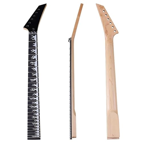 Vaxito Leher Gitar Elektrik 6 Senar Buatan Tangan Maple Canadian Warna Hitam �w���[�Y�E�b�h 24 �t���b�g�f���K�� Pola Api