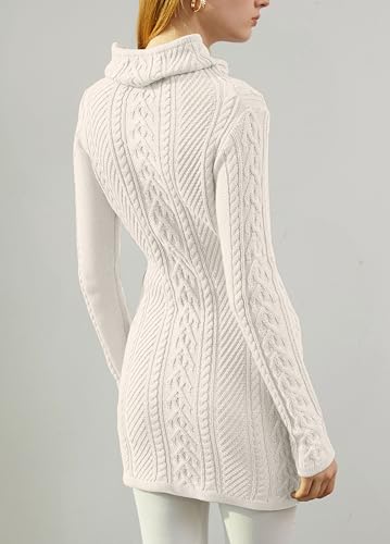 v28 Women Polo Neck Long Slim Fitted Dress Bodycon Turtleneck Cable Knit Sweater2
