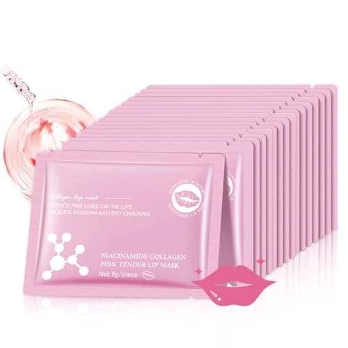 Lippenmaske Pad 16pcs, Niacinamid Kristall Lip Mask, Feuchtigkeitsspendende Lippenpflege Set, Lippen Maske für Lippenpflege, Verbesserung der Hautpflege Lippen, Reduziert Lippenfalten