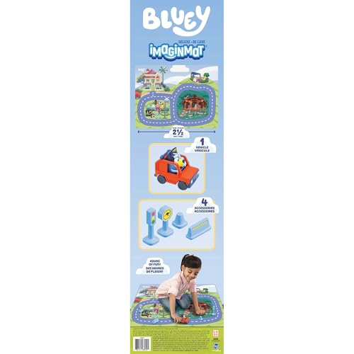 Imaginmat: Deluxe - Bluey - Floor Playmat & Toy Car, 30.5 x 20.5, Character Vehicle & Road Accessories, Durable EVA Foam Mat, Licensed, Kids Ages 3+