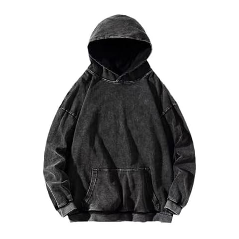 CONCINEROS Y2k Graphic Hoodies Mens Womens Retro Fashion Long Sleeve Hiphop Washed Hooded Sweatshirts For 2024 Black Cover