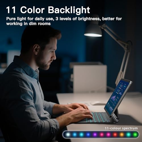 Image of RAYMCRAFT for iPad Air 11 inch Case with Keyboard (M4 /M3 /M2, 2026 /2025 /2024), iPad Pro 11 (4th /3rd /2nd /1st Gen) & Air 5 /4th Magic Keyboard Case, 11 Colors Backlit, Multi-Touch Trackpad, Black