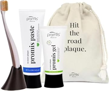 promis® kit per la cura dei denti e una protezione ottimale contro placca e tartaro | spazzolino sostenibile | dentifricio naturale antiplacca & gel dentale (rainbow)