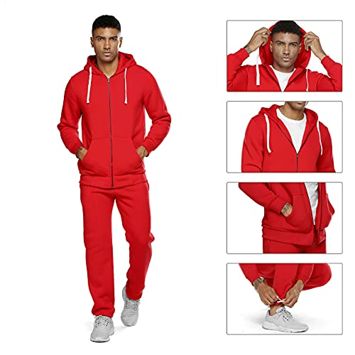 R Rambler 1985 Tracksuit Men Fashion Outfit Fleece Hooded Jacket Long Sweatpants Athletic Sweatsuits For Big And Tall Men Jogging Suits Sets (Red,3Xl) #TOP3
