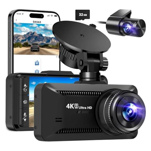 Oryzom 4K Dashcam mit 3,94' Bildschirm – Auto Kamera Vorne + Hinten,170° Weitwinkel, Nachtsicht & Parkmodus