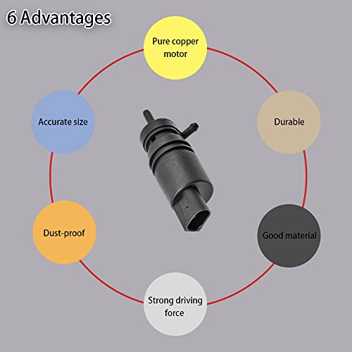 Windshield Washer Pump With Grommet, Windshield Washer Fluid Pump Compatible With Bmw, Mercedes-Benz, Replaces Oem #: 67128362154, 67128377612 #TOP2