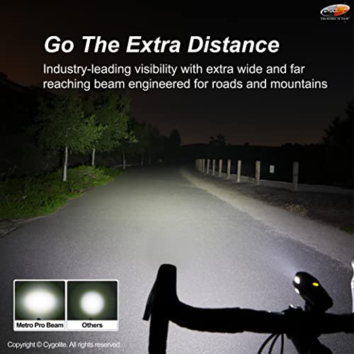 Cygolite Metro Pro – 1,100 Lumen Bike Light – 9 Night & Day Modes – Compact & Durable – Ip67 Waterproof – Secured Hard Mount – Usb Rechargeable Headlight – For Road, Mountain, Commuter Bicycles, Black #TOP2