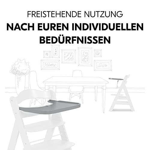 hauck Holz Essbrett für Alpha+ & Beta+ Holzhochstuhl Alpha Wooden Tray, für Kinder 6-36 Monaten, Esstisch aus FSC® zertifiziertem Buchenholz mit Erhöhtem Rand (Grey)