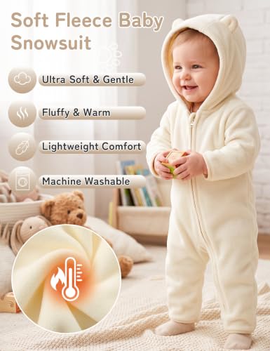 Babymine Newborn Gender Neutral Baby Clothes 0-3 Months Onesie Beige White - image 2
