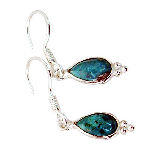 Boucles d'oreilles turquoise naturelle argent sterling - Cadeau idéal femme