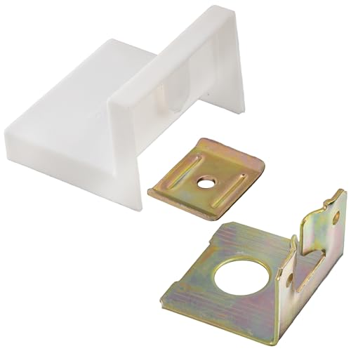 AERZETIX - C74774 - Lot de 4 Équerres de fixation haut de cuisine 46x43x32 mm avec cache en plastique 50x45x35 mm - ferrure de suspension murale - en acier - couleur blanc