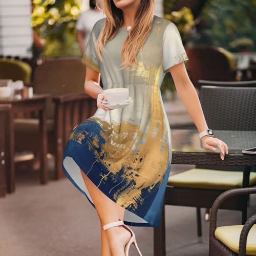 Robe d'été chic décontractée à manches courtes imprimée - 3