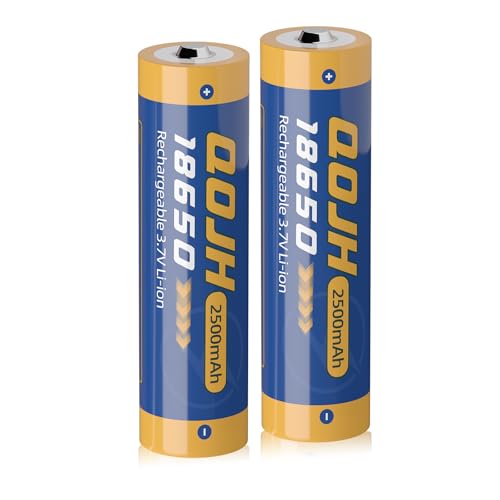 QOJH 18650 Rechargeable Lithium Batteries 3.7V 2-Pack