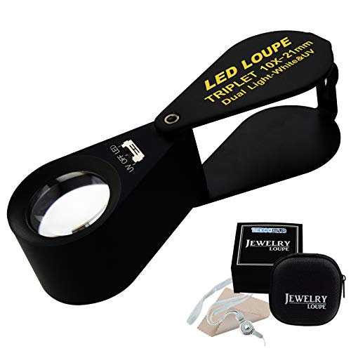 10x21mm Lupen Juwelier Lupe 6 LED UV Licht Schwarz Frame Gem Tool Cover