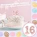 FAMGift Pink Birthday Candles - Number 16 Candle, Colorful Macaron Candles, Sweet 16 Cake Topper 16 Birthday Decorations for Girls, Sweet Theme Party Supplies (Pink)