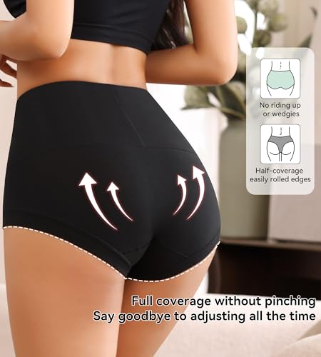 Image of Eiggam Underwear for Women Cotton High Waist Panties Full Coverage Briefs Soft Strech Ladies Breathable Panties-Multi Pack