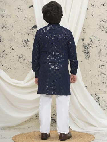 Image of AJ DEZINES Kids Kurta Pajama Set For Boys | Embroidery Chikankari Kurta Set | Traditional & Festive Outfit | Cotton Stylish Boys Kurta Pyjama | Perfect For Festivals Wedding & Family Function