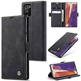 Sojlecyu Handyhülle für Samsung Galaxy Note 20 4G / 5G hülle Premium PU Leder Cover Klapphülle Tasche Flip Case Magnet Kartenfach Ständer Schutzhülle für Samsung Galaxy Note 20 4G / 5G, Schwarz