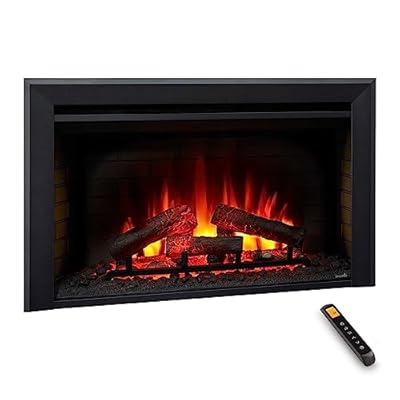 SimpliFire Electric Fireplace Insert, 35-Inch, Contemporary Front, Installs Into a Wood Fireplace Opening, Textured Logs, Multi-Function Remote with Timer, 1500W Heater