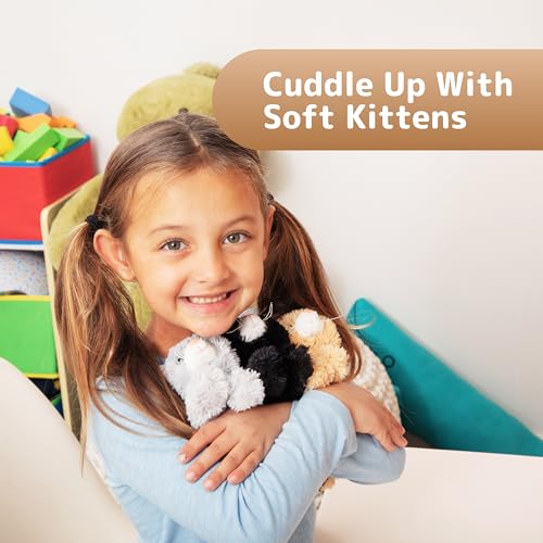 Image of PREXTEX Plush Cat Toys Stuffed Animal with 3 Cats Baby Stuffed Animals - Big Cat Zippers 3 Little Plush Baby Kittens - Animal with Babies - Gift for Cats Lovers