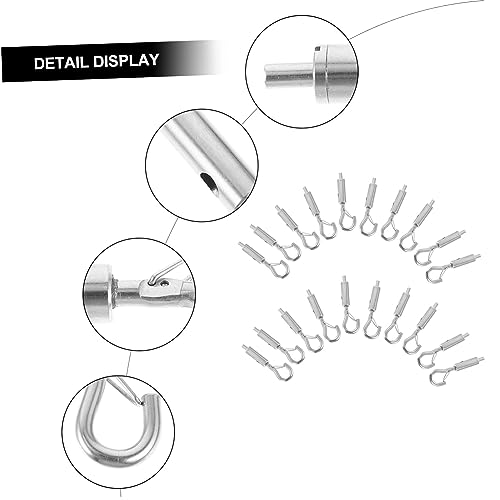 Gatuida 20pcs Turnbuckle Hook para instalación de vela de sombra, perchas de cable, hardware versátil para suspensión exterior y uso en tiendas miniatura 2