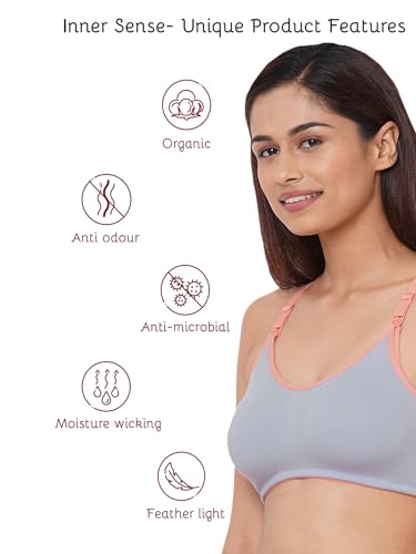 Image of Inner Sense Organic Cotton Bamboo Nursing Bra for Women I Non Padded Feeding Bra with Keyhole Back Design and Wire Free I Maternity Innerwear with Full Coverage