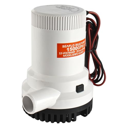 Image of SEAFLO 01 Series 1500 GPH Bilge Pump - 12V, 1-1 /8 inch Outlet, Marine Submersible Pump with Anti-Airlock Protection, CE & Rohs Certified, 4-Year Warranty | Reliable for Boats and Marine Applications