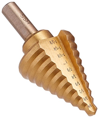 Hydrofarm HGDRBT Titanium Step 1/4-Inch to 1 3/8-Inch Drill Bit, Gold